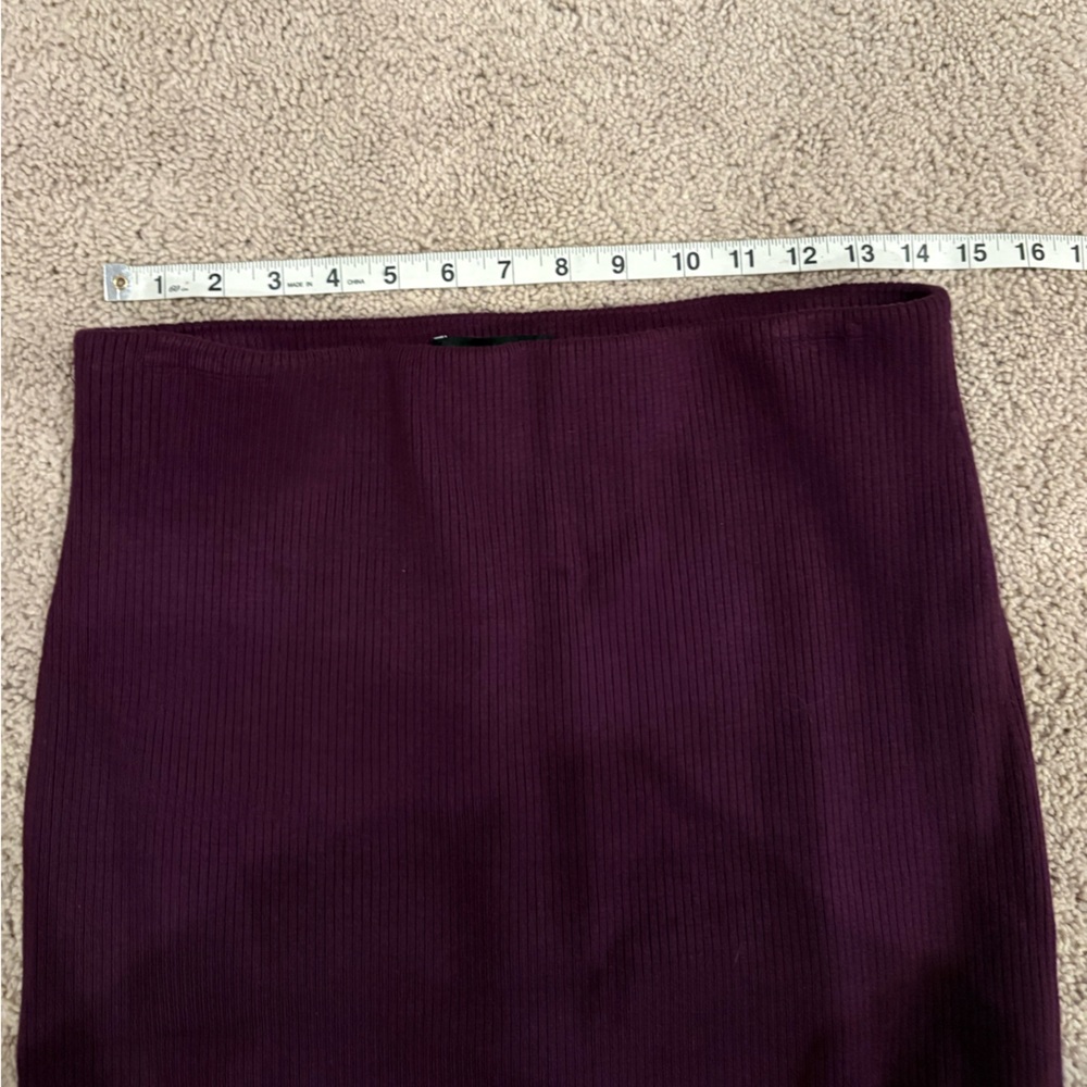 Express High Waisted Ribbed Body Contour Ruffle Sweater Skirt - Picture 9 of 9